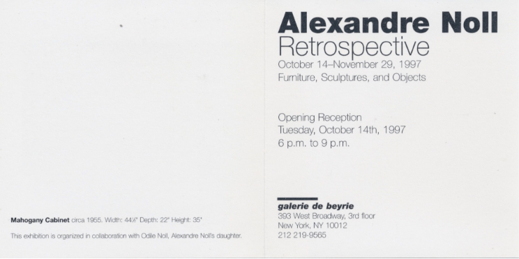 Invitation : Rétrospective Alexandre Noll, 1997