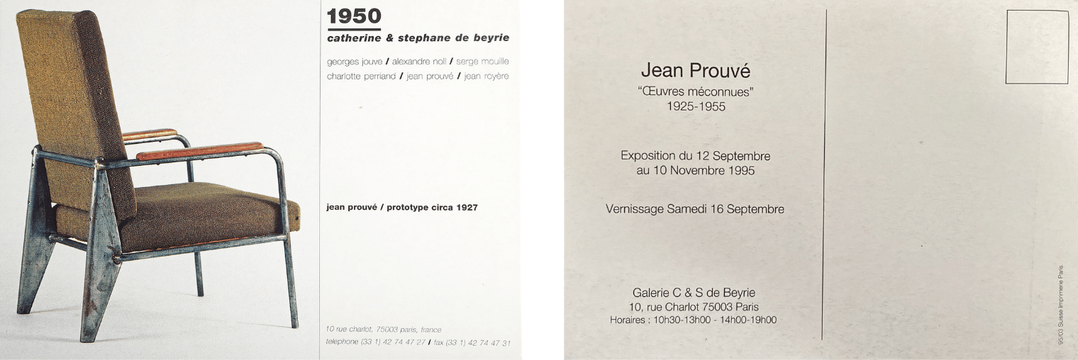 Opening : « Œuvres méconnues » Jean Prouvé, Galerie de Beyrie, Le Marais, 1995