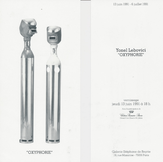Invitation au vernissage de l’exposition Yonel Lebovici “Oxyphorie”, Galerie de Beyrie, 1991